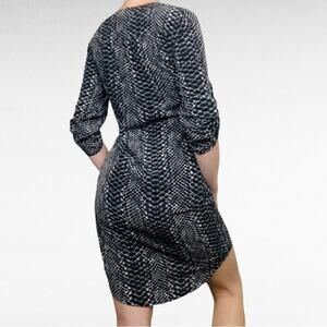Michael Kors Gray Snake Reptile Animal Print Lace Up Chain Accent Dress XS